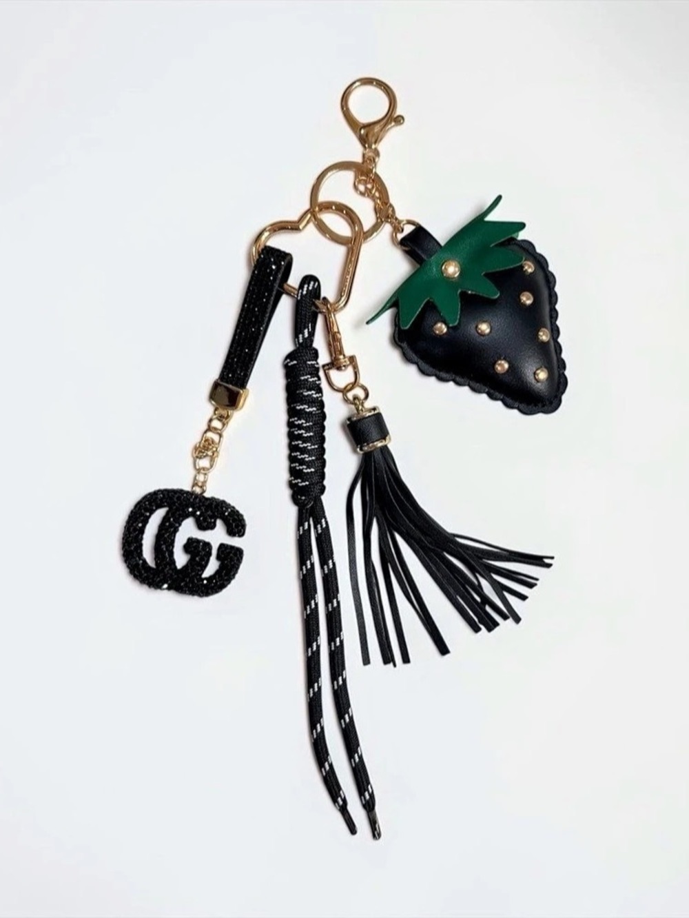 Midnight Berry Charm Collection 🖤🍓 | Tassel & Sparkle Keychain | New